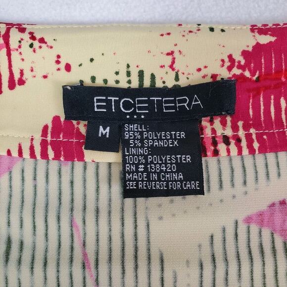 Etcetera Womens Knit Shirt Size Medium Yellow Floral Sleeveless Cross Over Wrap - Picture 3 of 5